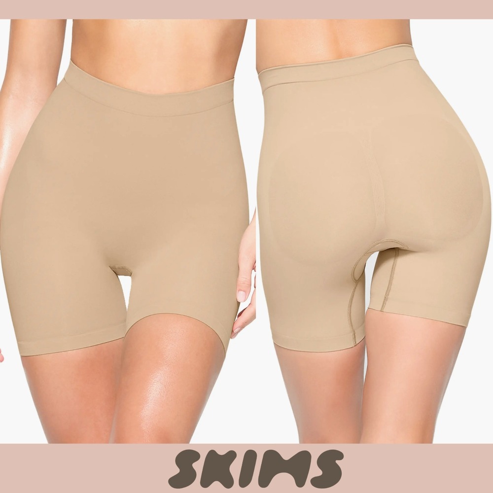 NEW‎ $40 SKIMS [ Large ] Seamless Sculpt Mid Thigh Shorts IN clay T2114